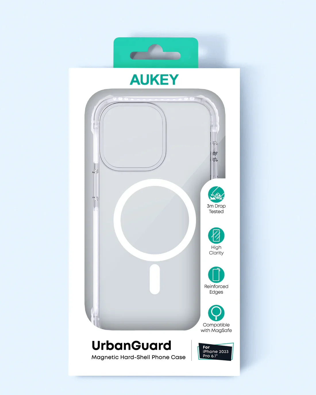Aukey Urban Guard Magnetic Hard-Shell iPhone 15 Pro Max Phone case - Transparent (TM11D)