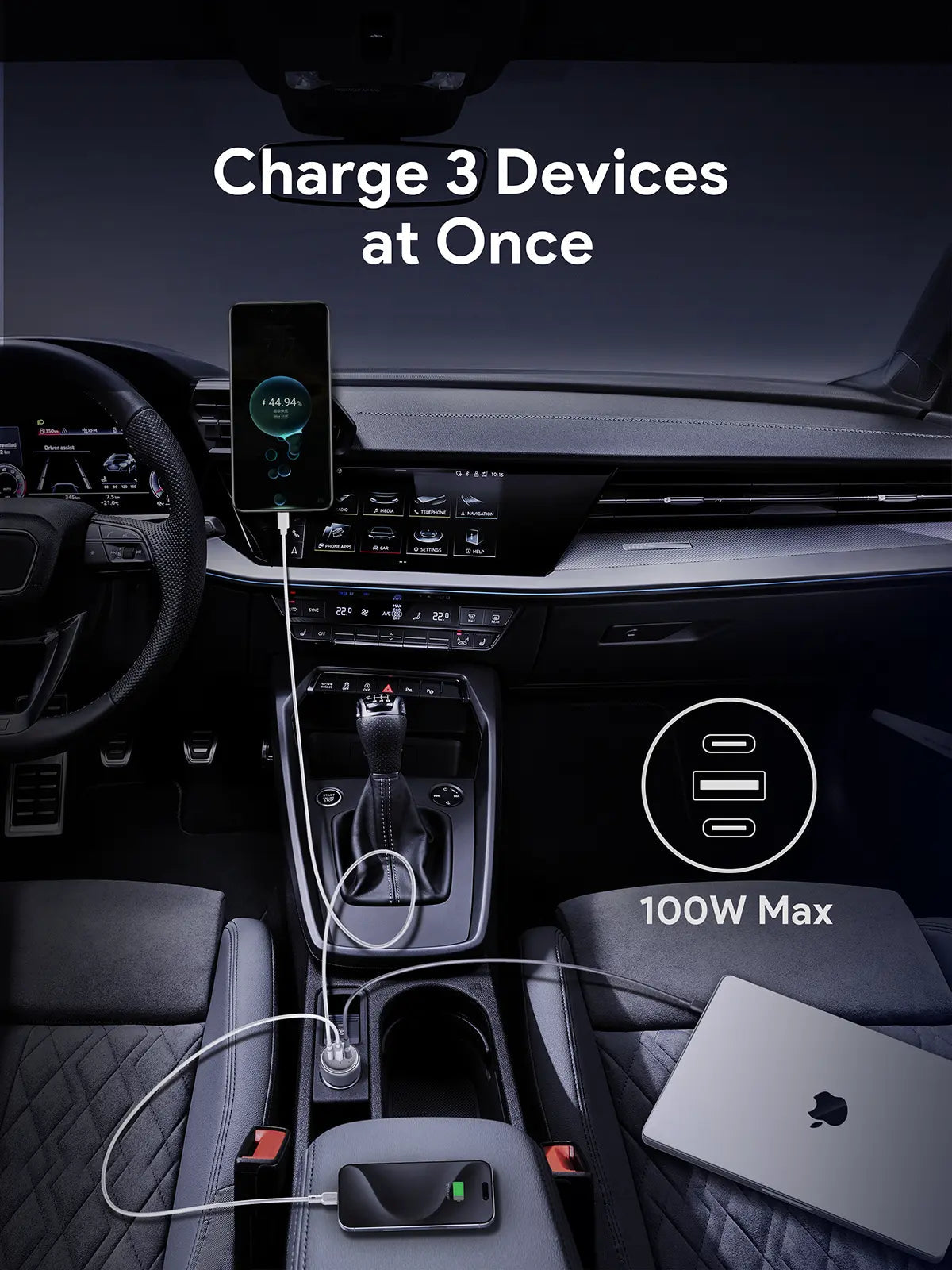 Aukey Pathfinder Mix 3 66W Fast Charging Car Charger (CC-P1)