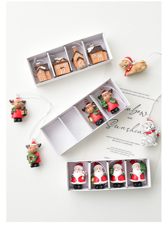 Christmas gift Christmas mini resin snow house Christmas tree pendant