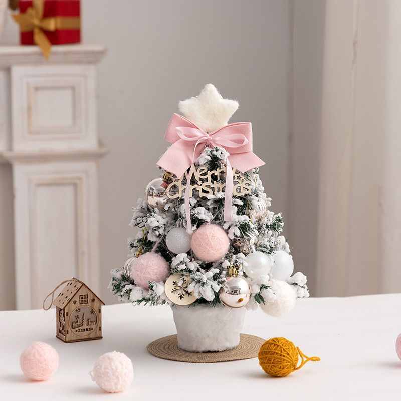 mini desktop Christmas tree, flocked pink Christmas tree, Christmas tree set, Christmas decorations, DIY Christmas tree, Christmas gift, office Christmas decor, festive tabletop tree - Christmas - Size 3