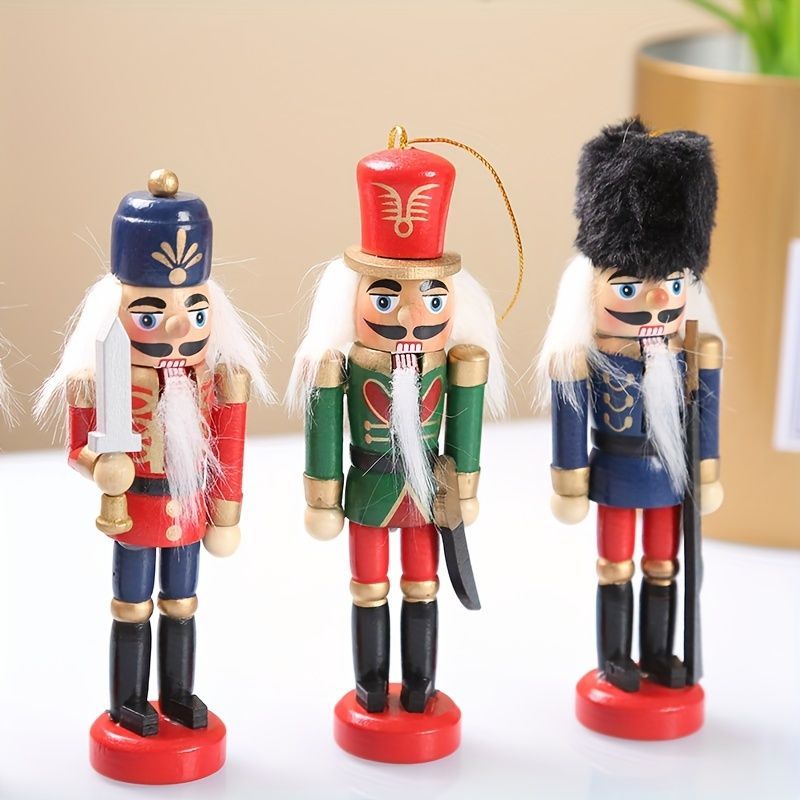 Nutcracker Soldier Figurine Set, Christmas Decorations, Birthday Gift, Hand-painted Nutcrackers, Holiday Decor, Australian Christmas Decor, Kids Gift, Figurine Collection, Festive Home Decor - Red - Size 12pcs