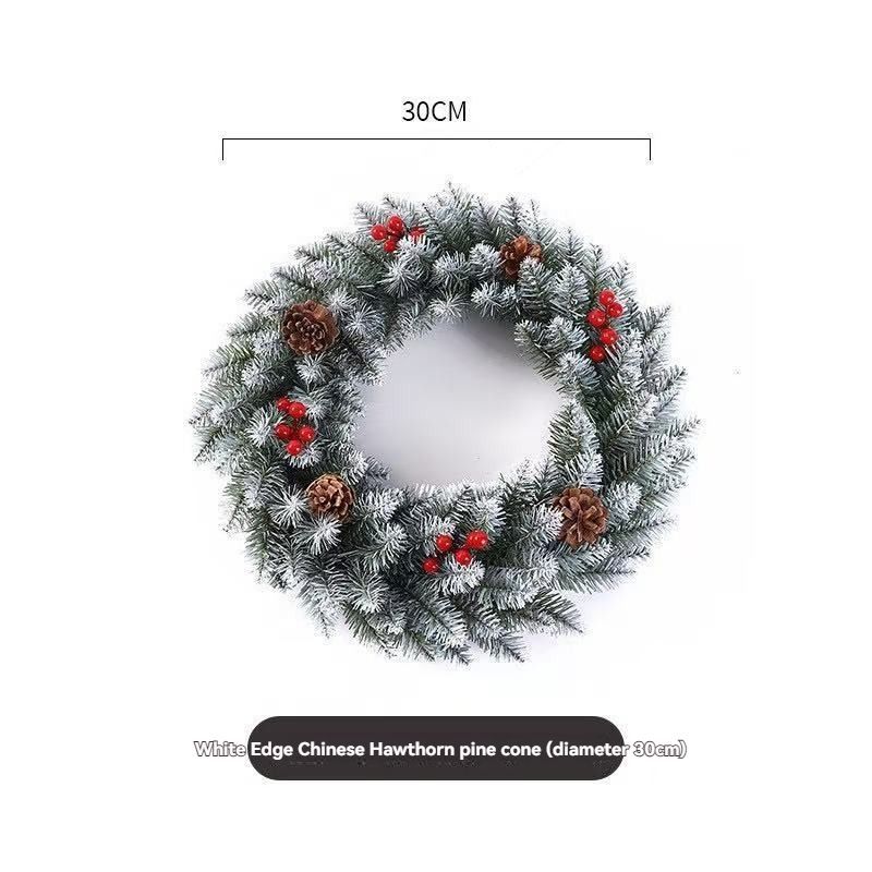 Christmas wreath, artificial wreath, red berries, pine cones, 30CM wreath, Christmas decoration, festive home decor, wreath for door, holiday centrepiece - White - Size 30CM