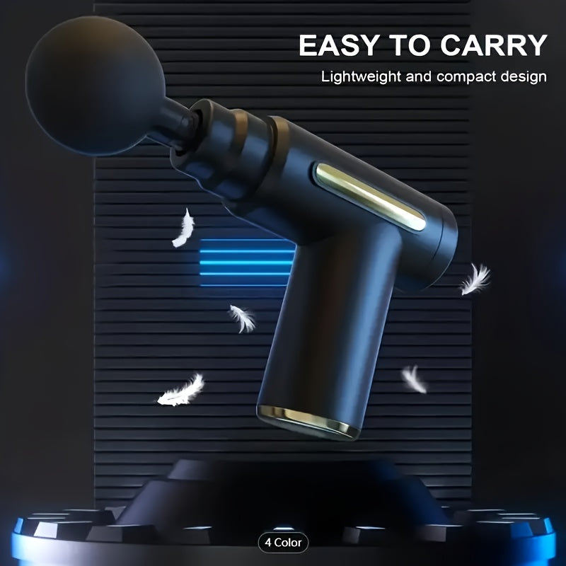 Black**Portable Deep Tissue Massager | 6-Speed & 4 Heads & 15-Min Timer|Professional Muscle Recovery, Anytime Anywhere**