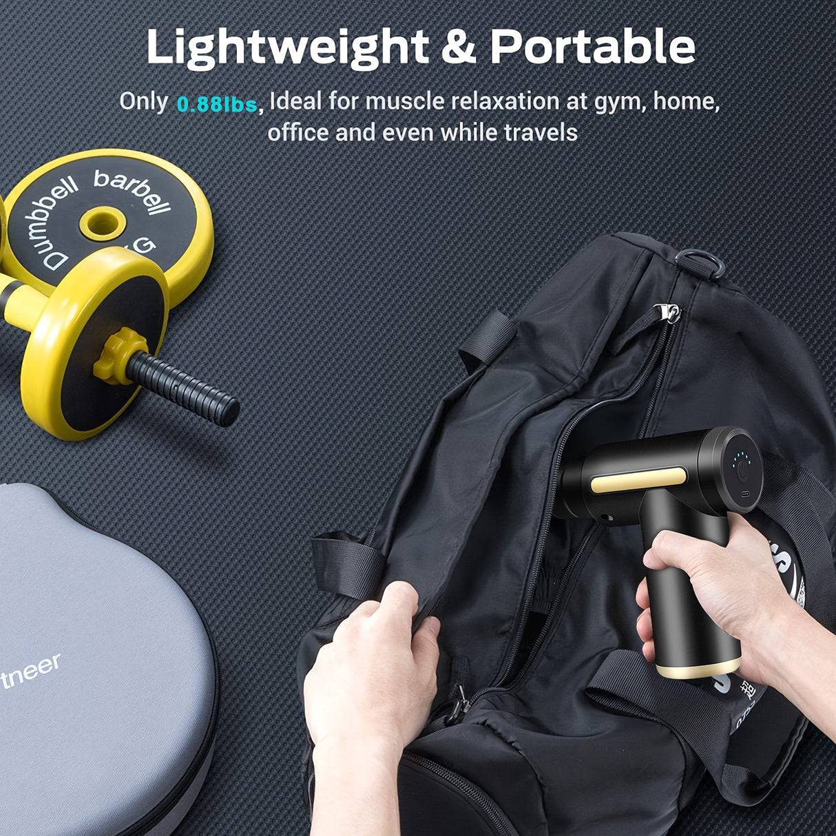 Black**Portable Deep Tissue Massager | 6-Speed & 4 Heads & 15-Min Timer|Professional Muscle Recovery, Anytime Anywhere**