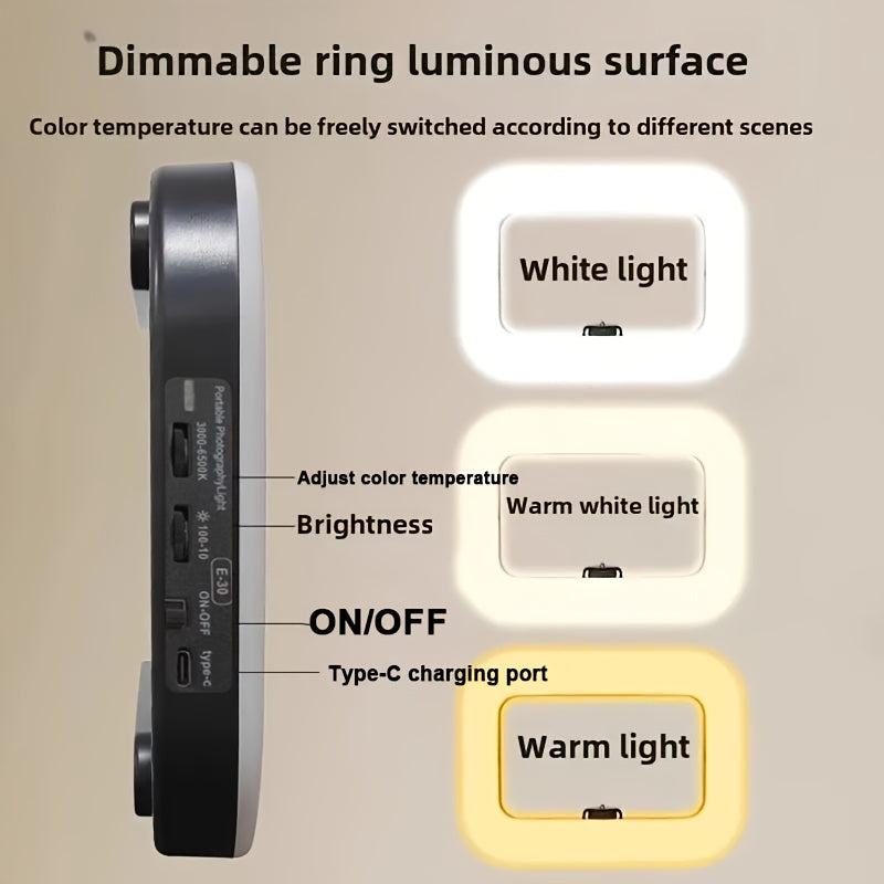 Smart Dual-Mode Fill Light|One-Touch Color Temperature Switching + Stepless Dimming, Portable Ring Light with Soft Glow for Multi-Scenario Live Shooting