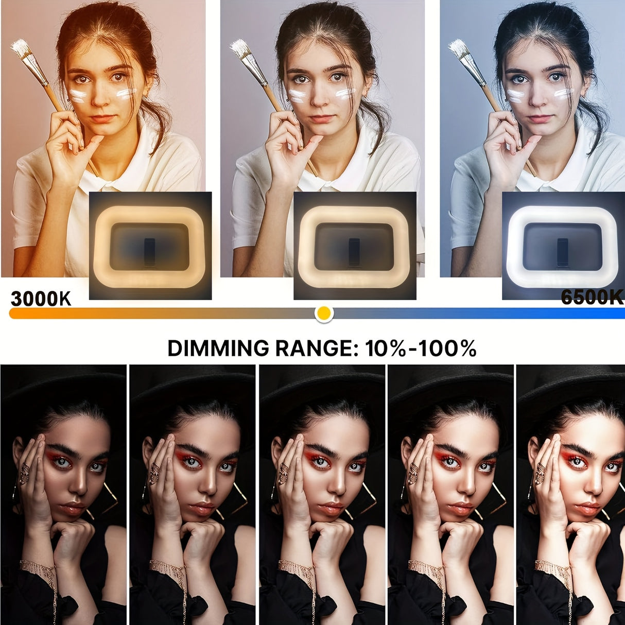 Smart Dual-Mode Fill Light|One-Touch Color Temperature Switching + Stepless Dimming, Portable Ring Light with Soft Glow for Multi-Scenario Live Shooting