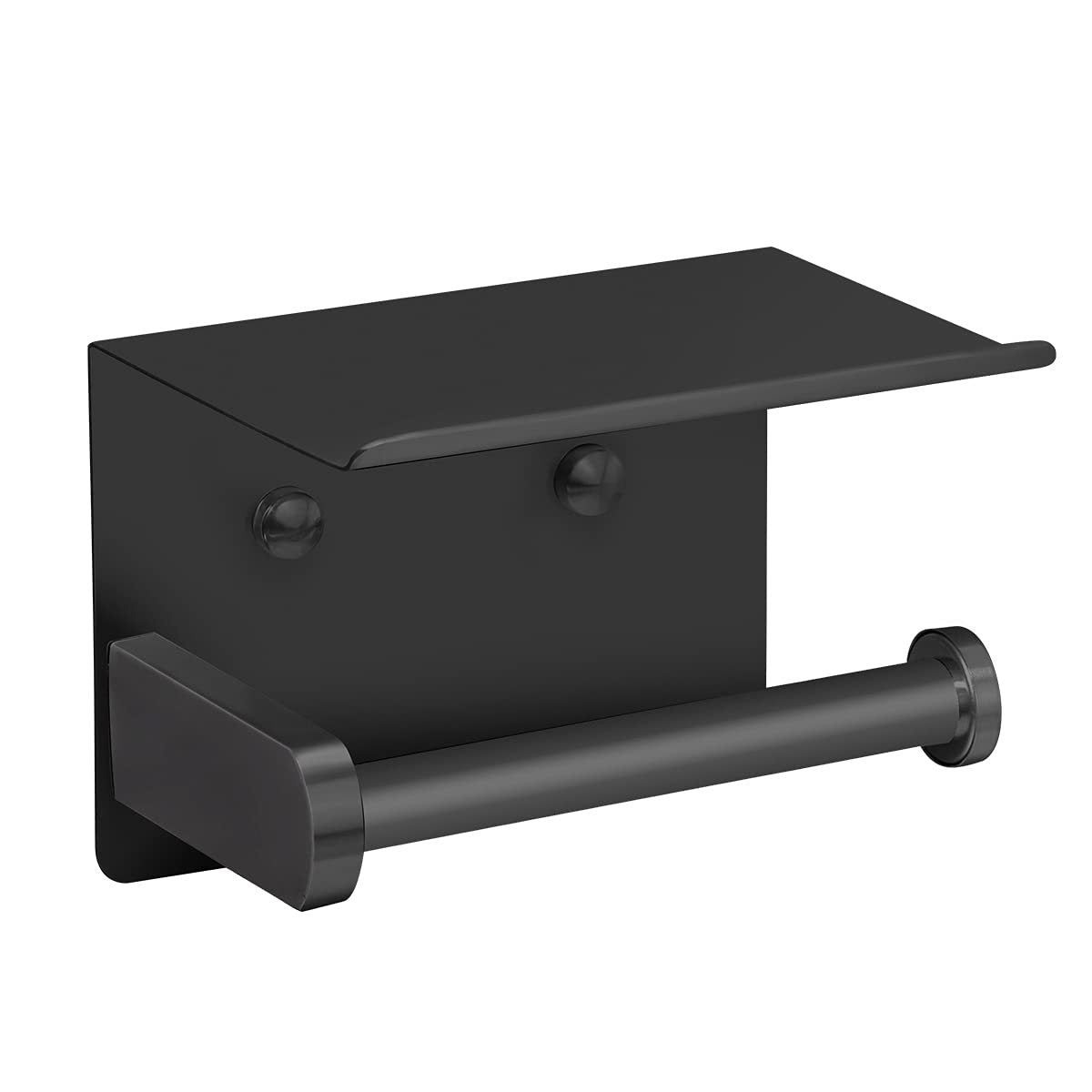 (True color) 1pc Toilet Paper Holder with Shelf, Bathroom Tissue Storage Rack, Wall-Mounted Paper Towel Dispenser, Stainless Steel Bathroom Paper Holder, Bathroom Accessory