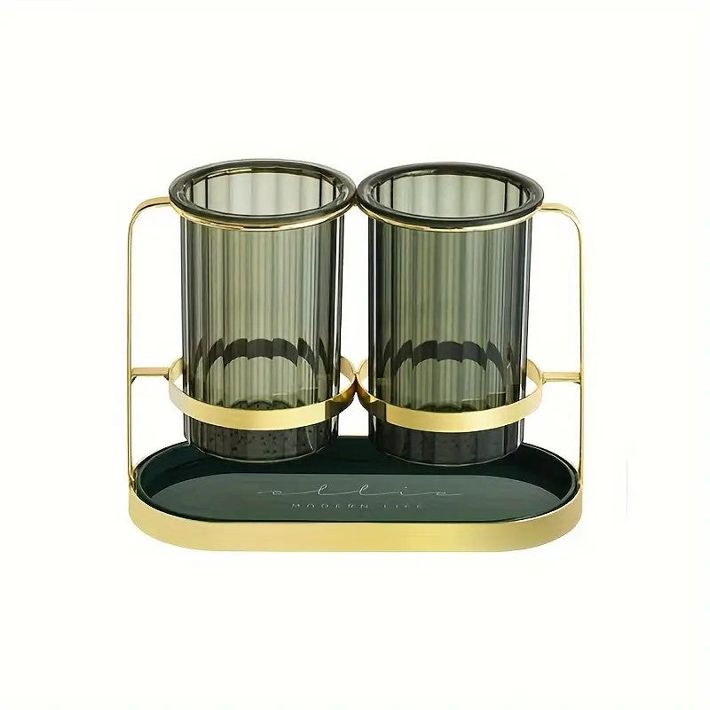 Dark green Luxury Wall-Mounted Cutlery Holder, Household Knife Fork Spoon Organizer, New Kitchen Utensil Drainer and Chopstick Container, Tableware Storage Rack