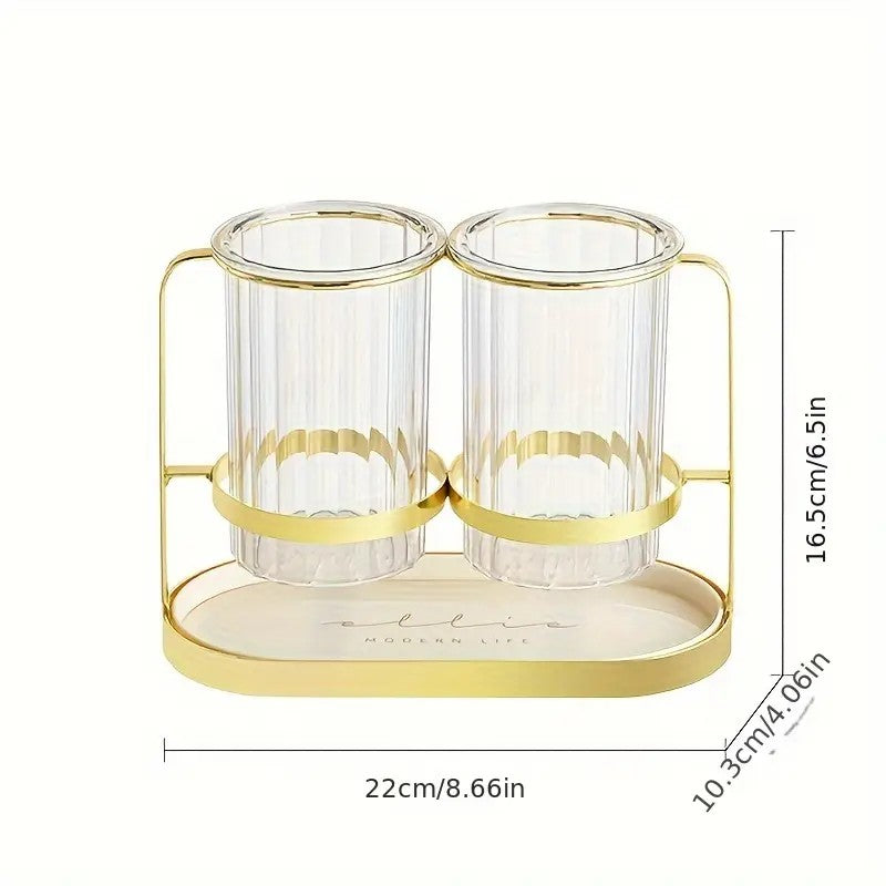 Luxury gold Luxury Wall-Mounted Cutlery Holder, Household Knife Fork Spoon Organizer, New Kitchen Utensil Drainer and Chopstick Container, Tableware Storage Rack