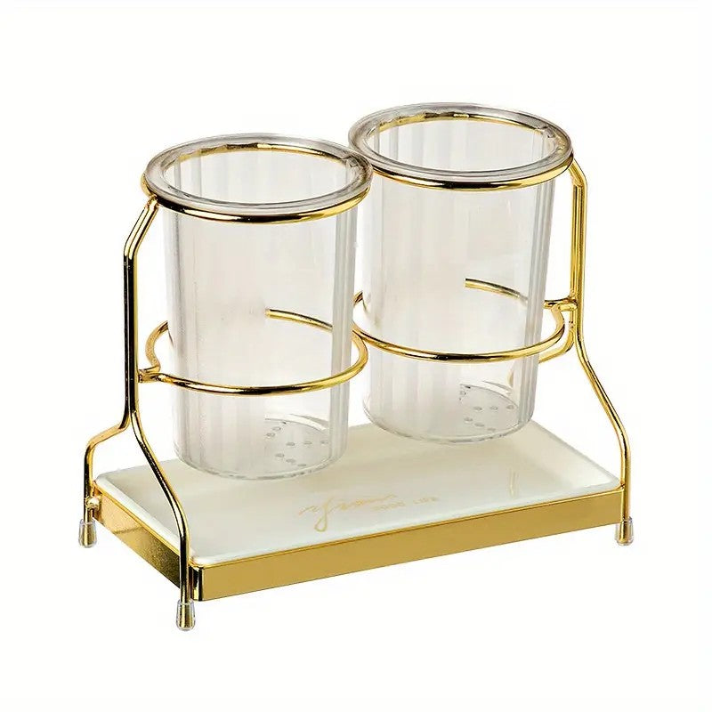 Solid white gold Luxury Wall-Mounted Cutlery Holder, Household Knife Fork Spoon Organizer, New Kitchen Utensil Drainer and Chopstick Container, Tableware Storage Rack