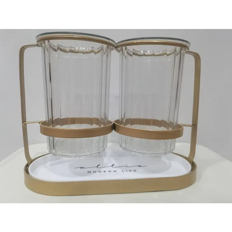 Solid white gold Luxury Wall-Mounted Cutlery Holder, Household Knife Fork Spoon Organizer, New Kitchen Utensil Drainer and Chopstick Container, Tableware Storage Rack