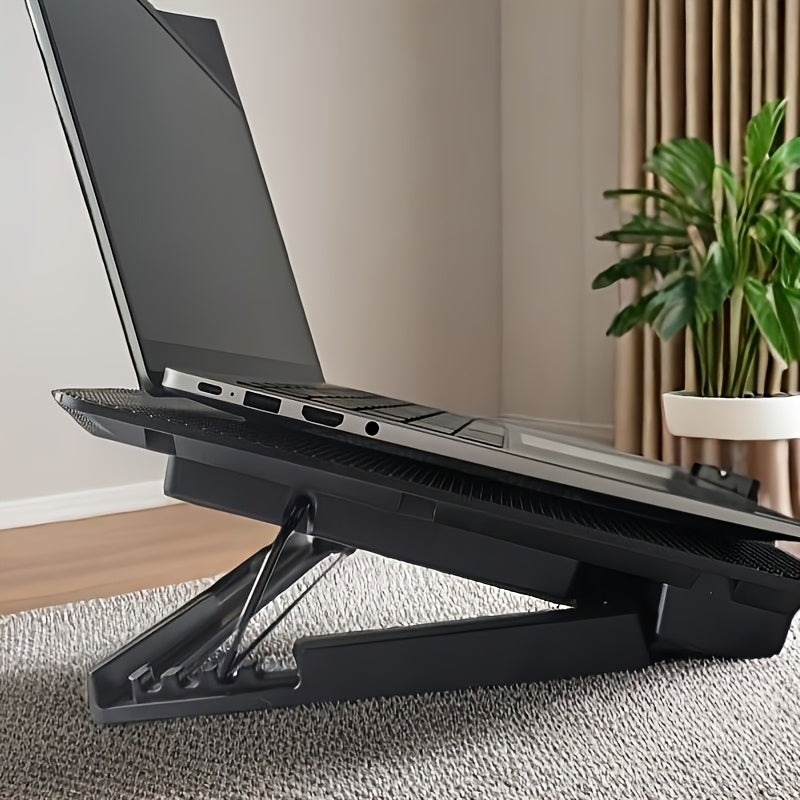 **Fully Compatible Laptop Stand|Dual-Fan Cooling + Ergonomic Angle Adjustment, All-in-One Portable Design for Work, Gaming, and Entertainment**