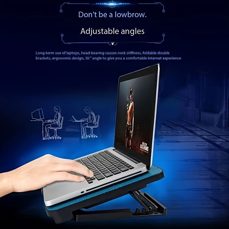 **Fully Compatible Laptop Stand|Dual-Fan Cooling + Ergonomic Angle Adjustment, All-in-One Portable Design for Work, Gaming, and Entertainment**