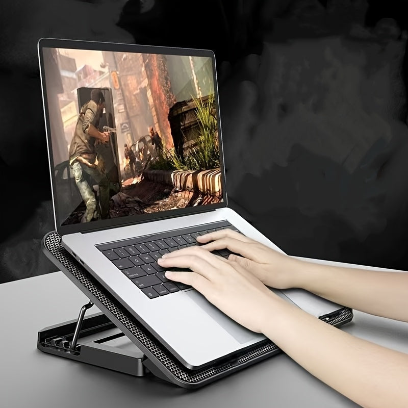 **Fully Compatible Laptop Stand|Dual-Fan Cooling + Ergonomic Angle Adjustment, All-in-One Portable Design for Work, Gaming, and Entertainment**