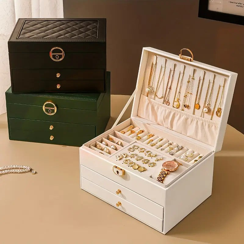 Black High-end Jewelry Storage Box for Necklaces, Earrings, Ear Studs, Bracelets, Rings, Exquisite Accessories, Gold, and Jewelry – Large Capacity, Ideal as a Gift for Mother’s Day, Father’s Day, Teacher’s Day, Halloween, Thanksgiving, and Christmas.