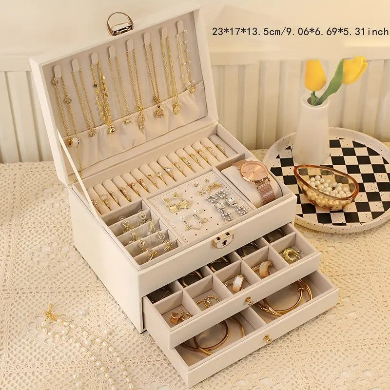 Black High-end Jewelry Storage Box for Necklaces, Earrings, Ear Studs, Bracelets, Rings, Exquisite Accessories, Gold, and Jewelry – Large Capacity, Ideal as a Gift for Mother’s Day, Father’s Day, Teacher’s Day, Halloween, Thanksgiving, and Christmas.