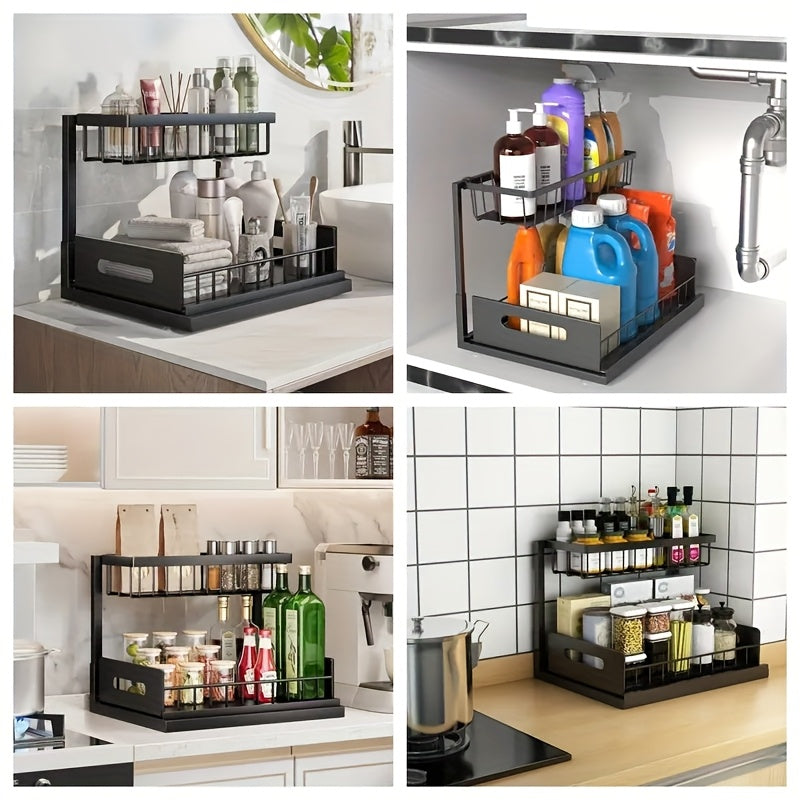 Not Designed for Design, But Designed for Life: Heavy-Duty Metal Frame Holds 50 lbs, Honeycomb Grid Prevents Water Accumulation, Non-Slip Upgraded Suction Cups for Stable Multi-Scenario Storage(Black)