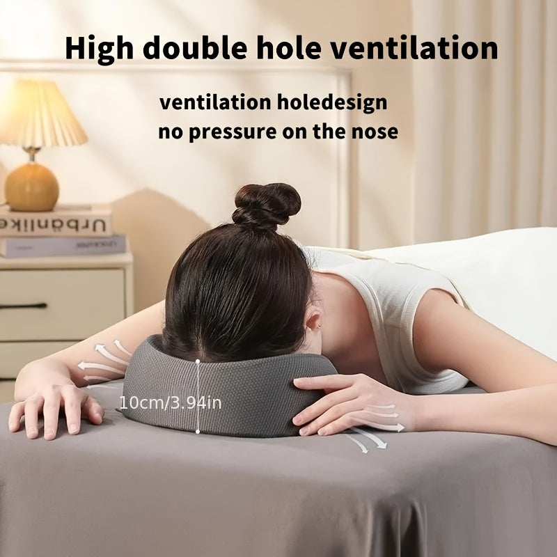 GREY Soft O-shaped/U-shaped Face Pillow for Beauty Salons/Spa Massage, Ergonomic Face Pillow, Multi-functional Suitable for Adult Facial Care and Relaxation, Multi-functional Neck and Face Support Comfort Face Pillow