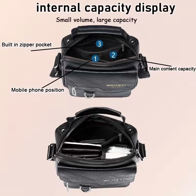 Men's retro crossbody bag (black) : High quality with multiple compartments, practical and versatile. It is the top choice for Father's Day, Valentine's Day and Christmas gifts