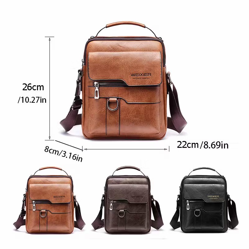 Men's retro crossbody bag (black) : High quality with multiple compartments, practical and versatile. It is the top choice for Father's Day, Valentine's Day and Christmas gifts
