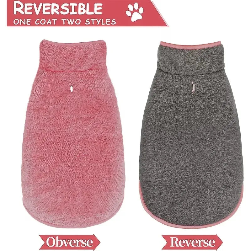 Double-sided fleece windproof and warm dog winter coat (pink/XXXL) Snow dog jacket vest, large and medium-sized pet dog clothing