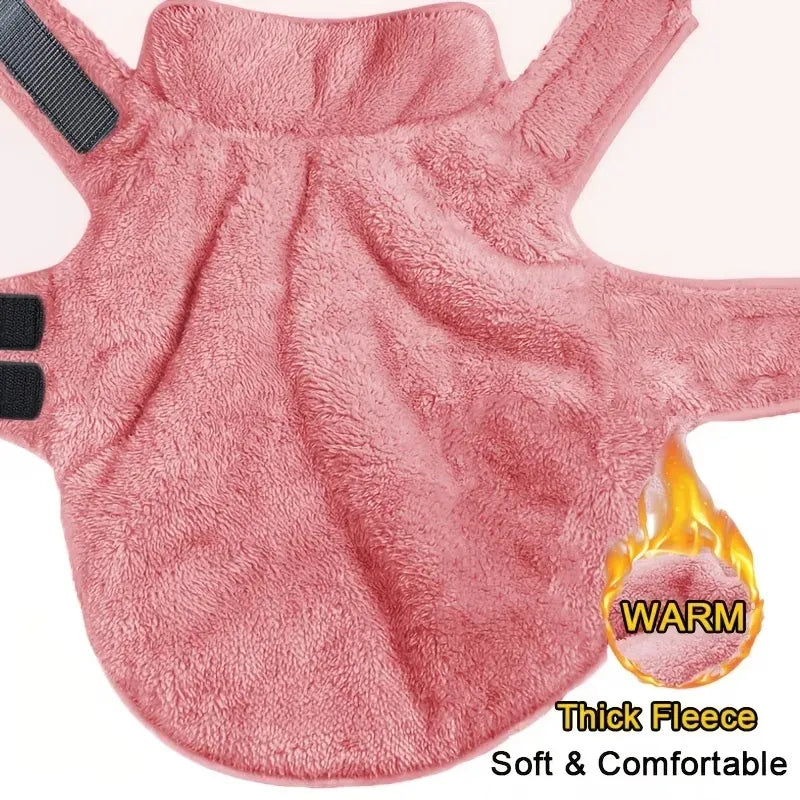 Double-sided fleece windproof and warm dog winter coat (pink/XXXL) Snow dog jacket vest, large and medium-sized pet dog clothing