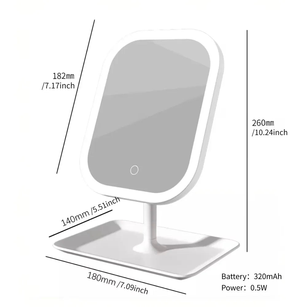 LED makeup mirror, portable travel mirror with foldable design and built-in lights, 3 lighting modes, intelligent adjustable light touch screen, USB rechargeable, portable illuminated beauty mirror, travel makeup stand with lights, bedroom makeup mirror,