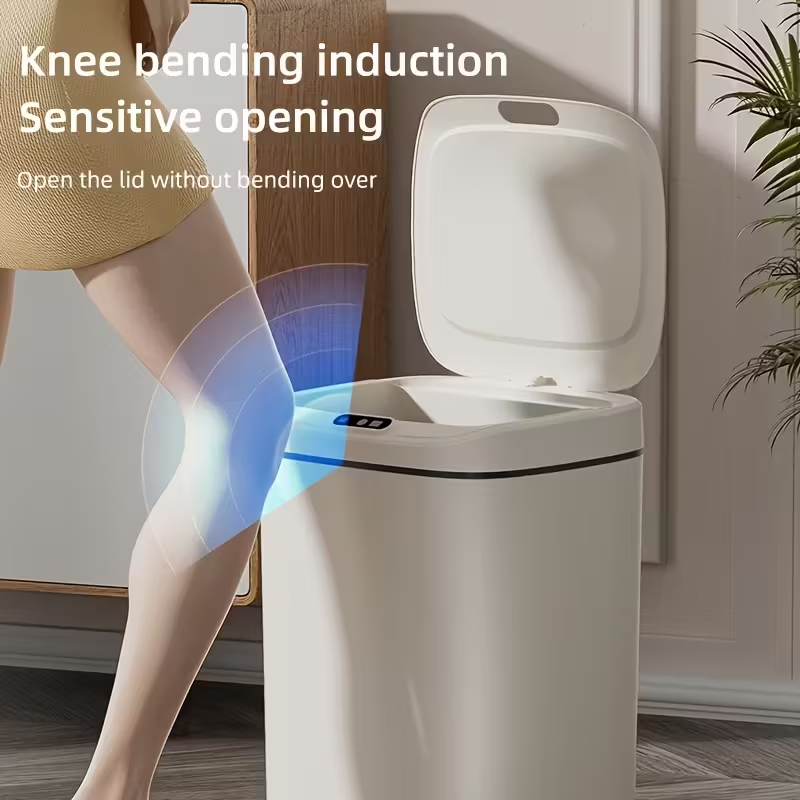 Intelligent sensor trash can, silent and gradual descent - odor-proof, multiple capacity options (14 liters), suitable for kitchens, bathrooms, living rooms, offices - battery-powered (requires AA batteries, batteries not included), waterproof rating: IPX
