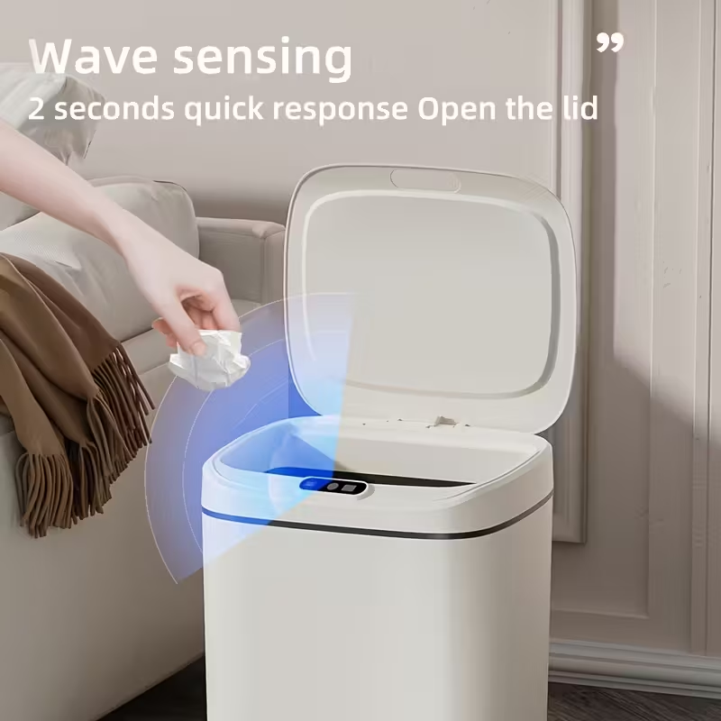 Intelligent sensor trash can, silent and gradual descent - odor-proof, multiple capacity options (14 liters), suitable for kitchens, bathrooms, living rooms, offices - battery-powered (requires AA batteries, batteries not included), waterproof rating: IPX