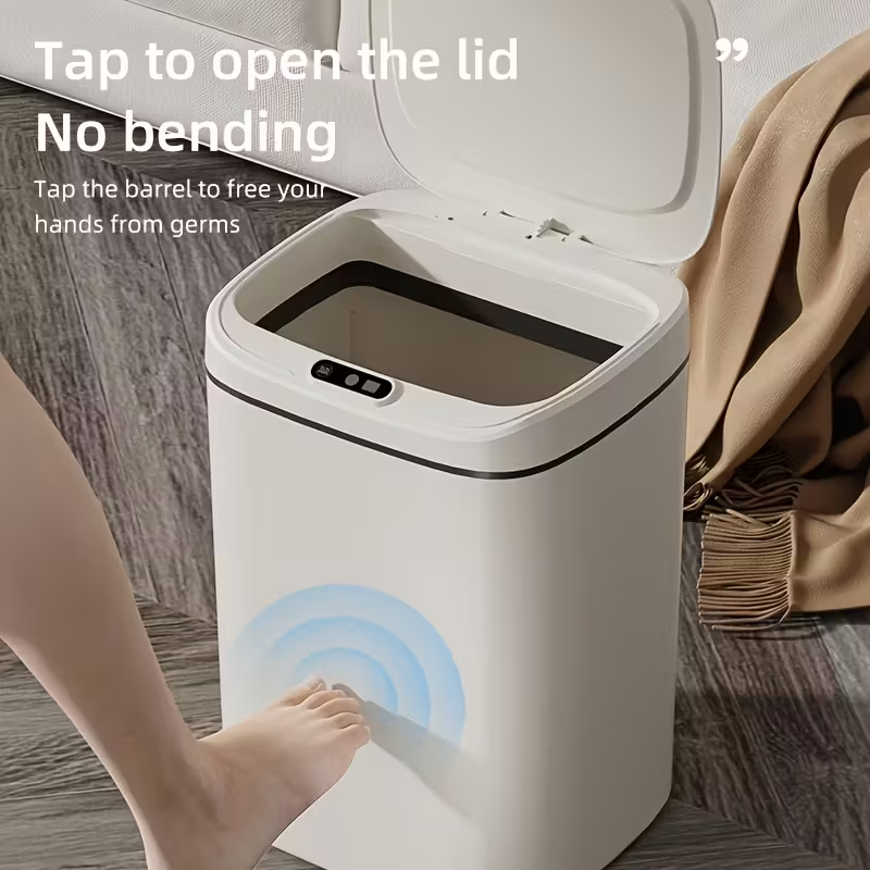 Intelligent sensor trash can, silent and gradual descent - odor-proof, multiple capacity options (14 liters), suitable for kitchens, bathrooms, living rooms, offices - battery-powered (requires AA batteries, batteries not included), waterproof rating: IPX