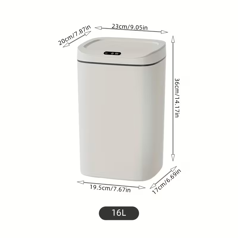 Intelligent sensor trash can, silent and gradual descent - odor-proof, multiple capacity options (14 liters), suitable for kitchens, bathrooms, living rooms, offices - battery-powered (requires AA batteries, batteries not included), waterproof rating: IPX