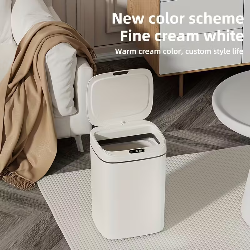 Intelligent sensor trash can, silent and gradual descent - odor-proof, multiple capacity options (14 liters), suitable for kitchens, bathrooms, living rooms, offices - battery-powered (requires AA batteries, batteries not included), waterproof rating: IPX