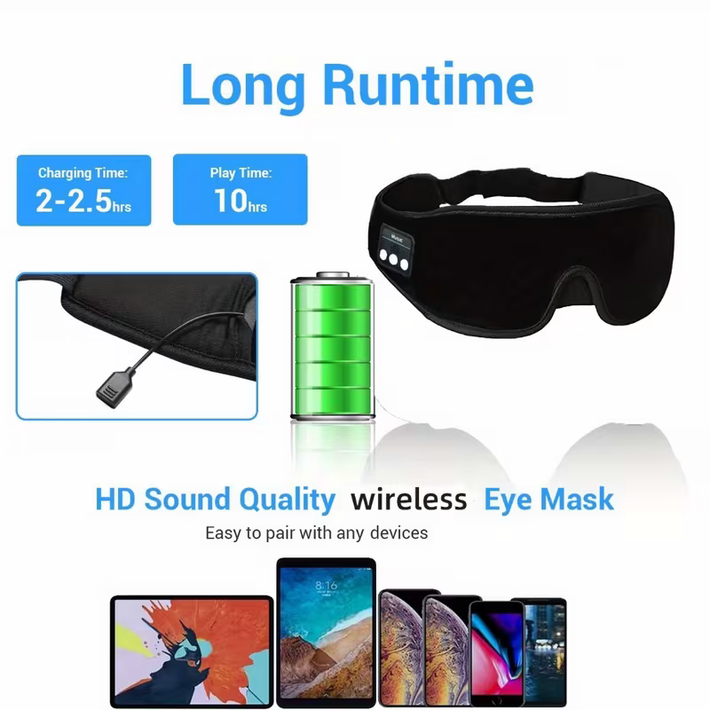 1 3D wireless sleep mask with 5.2BT headphones, the best sleep mask, Type-C charging cable built-in, wireless music eye mask, suitable for both men and women, wireless sleep mask, sleep eye mask, travel sleep aid, portable sleep solution, soft ear pads, l
