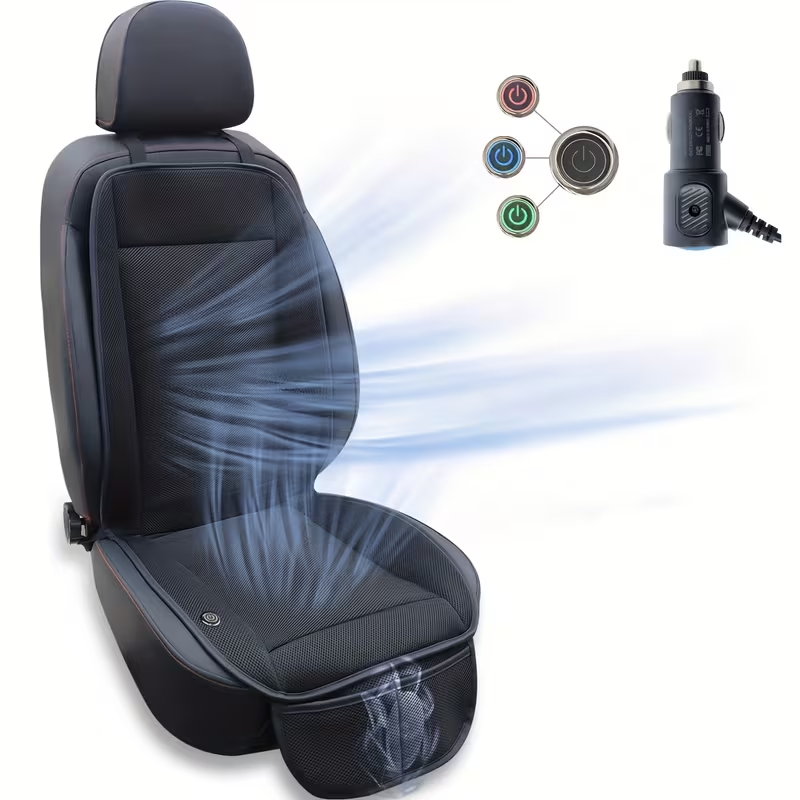 【3-Second Rapid Cooling · Low Noise and Silent】Ventilation Car Seat Cushion | Super Large Turbine Fan 360° Surrounding Cold Air | Self-developed Air Duct Design / Ice Silk Breathable Mesh Surface | Universal Fit for Small Cars, SUVs, Trucks, and MPVs | Su