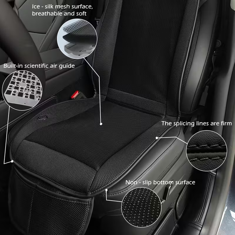 【3-Second Rapid Cooling · Low Noise and Silent】Ventilation Car Seat Cushion | Super Large Turbine Fan 360° Surrounding Cold Air | Self-developed Air Duct Design / Ice Silk Breathable Mesh Surface | Universal Fit for Small Cars, SUVs, Trucks, and MPVs | Su