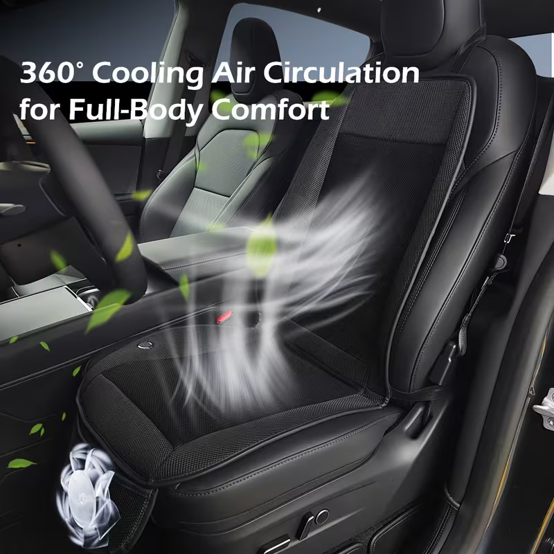 【3-Second Rapid Cooling · Low Noise and Silent】Ventilation Car Seat Cushion | Super Large Turbine Fan 360° Surrounding Cold Air | Self-developed Air Duct Design / Ice Silk Breathable Mesh Surface | Universal Fit for Small Cars, SUVs, Trucks, and MPVs | Su