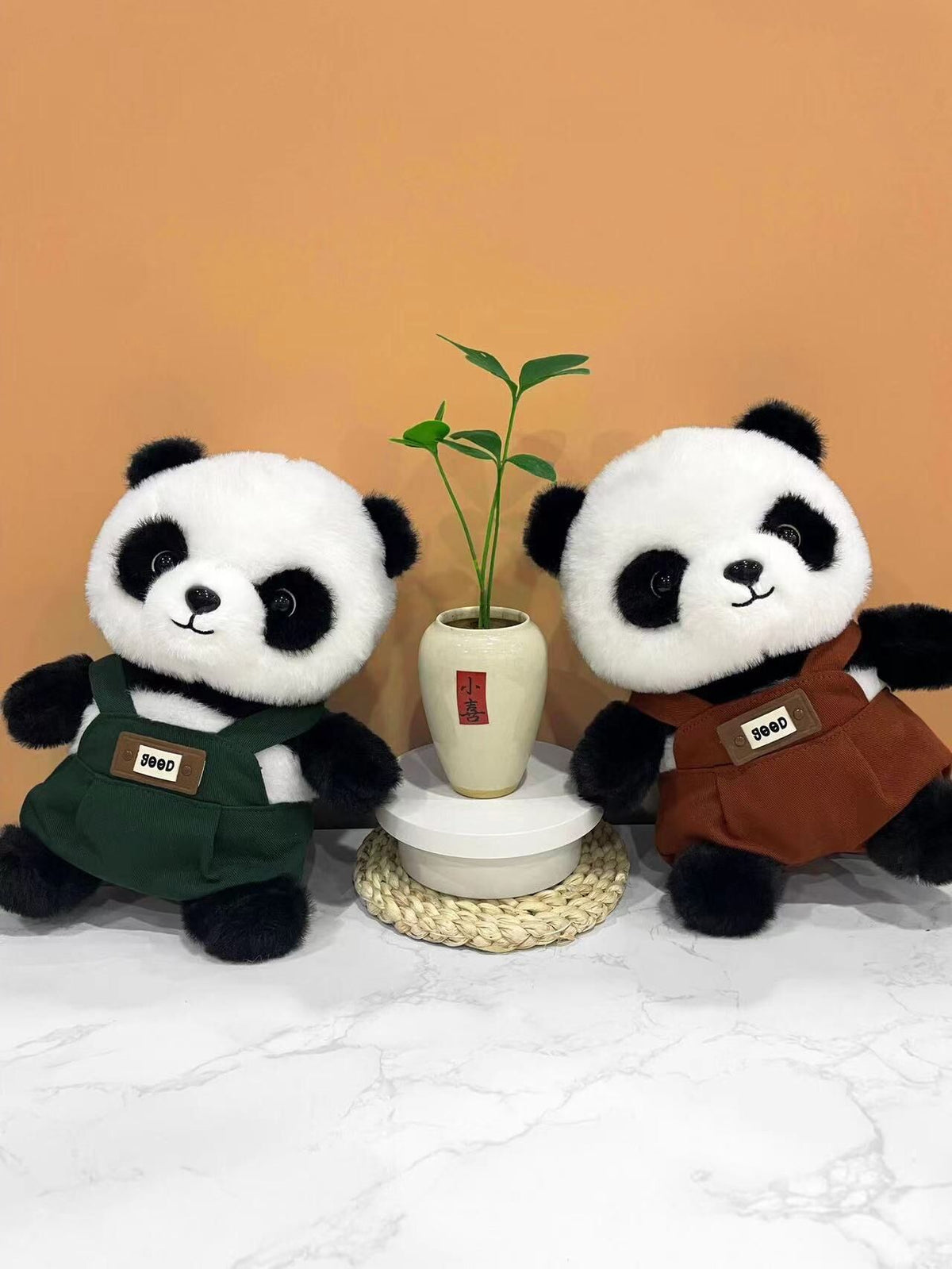 A unique Chinese panda plush toy, a simulated giant panda doll (green)