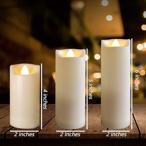 Battery Operated Candles with Timer in Waterproof Flameless Led Pillar Candles, Small, Slim Electric Fake Lights for Wedding Halloween Christmas Table Centerpieces - Yellow - Size 3Pack