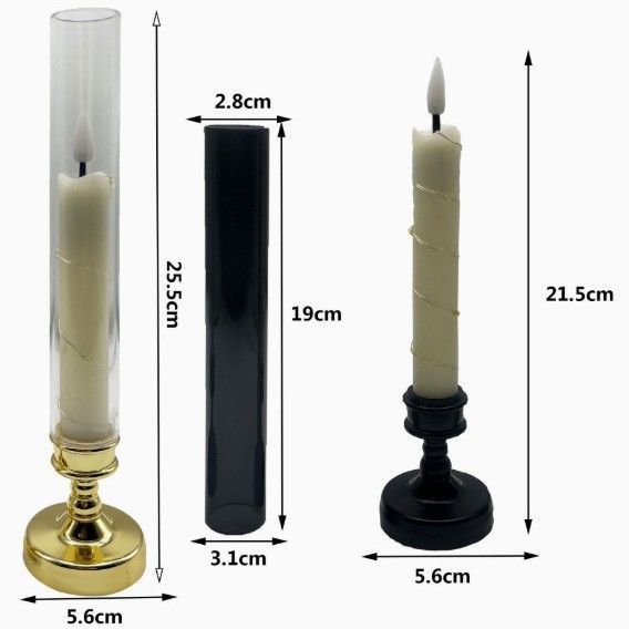 4PCS Flameless LED Candles, Flickering Battery Operated Candles with Embedded Star String Lights, Romantic Decorative Candles Table Decor for Home Wedding Room Christmas Decorations - Black - Size 25.5*5.5cm