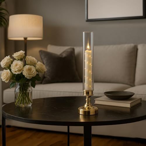 4PCS Flameless LED Candles, Flickering Battery Operated Candles with Embedded Star String Lights, Romantic Decorative Candles Table Decor for Home Wedding Room Christmas Decorations - Silver - Size 25.5*5.5cm