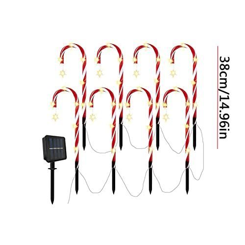 Set of 8 Candy Cane Christmas Decorations Solar Energy Christmas Crutch Ground Lamp Outdoor Plug-in Candy Crutch Lawns Landscapes Lamp