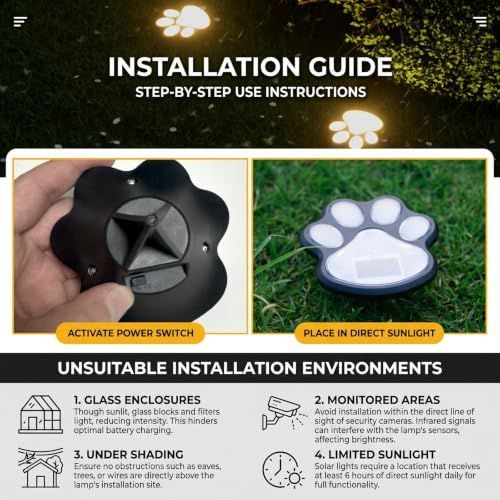 4Pack Paw Solar Lights Outdoor, Cute Dog Paw Solar Lights with 1 LED, Dual White & Warm Light IP65 Waterproof Solar Paw Print Lights for Lawn, Path, Garden Yard Decor - White