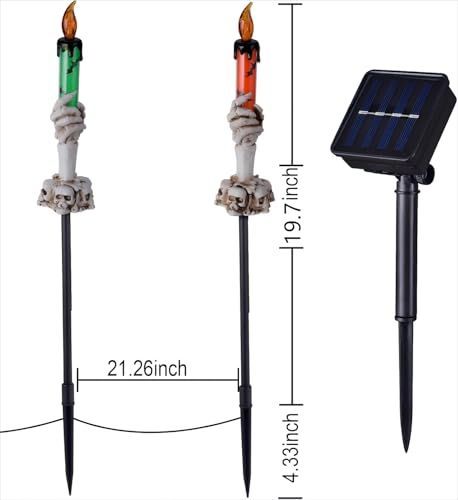 Halloween Pathway Lights, 5 Pack Candle Skull Hand Candle Holder, Waterproof Solar Halloween Led Lights, Indoor and Outdoor Party Home Garden Porch Decoration