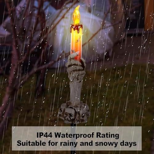 Halloween Pathway Lights, 5 Pack Candle Skull Hand Candle Holder, Waterproof Solar Halloween Led Lights, Indoor and Outdoor Party Home Garden Porch Decoration