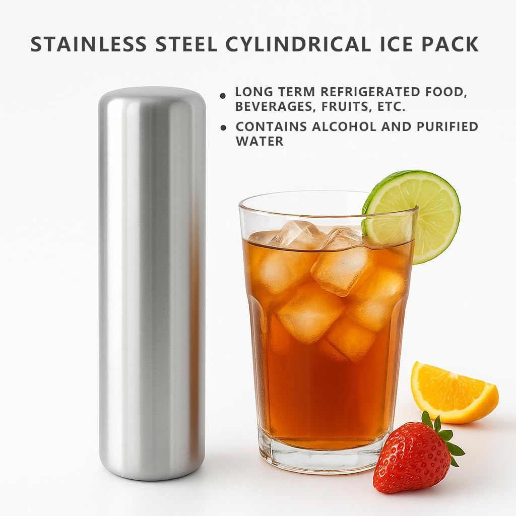 2Pack Ice Packs for Lunch Boxes Ice Pack for Cooler Reusable Stainless Steel Ice Packs for Coolers, Camping, Picnic Baskets Metal Bento Box Keep Food Drinks Fresh Cool - Silver - Size 2Pack