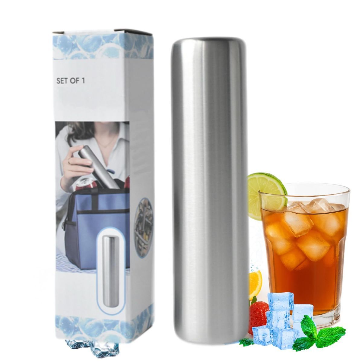 2Pack Ice Packs for Lunch Boxes Ice Pack for Cooler Reusable Stainless Steel Ice Packs for Coolers, Camping, Picnic Baskets Metal Bento Box Keep Food Drinks Fresh Cool - Silver - Size 2Pack
