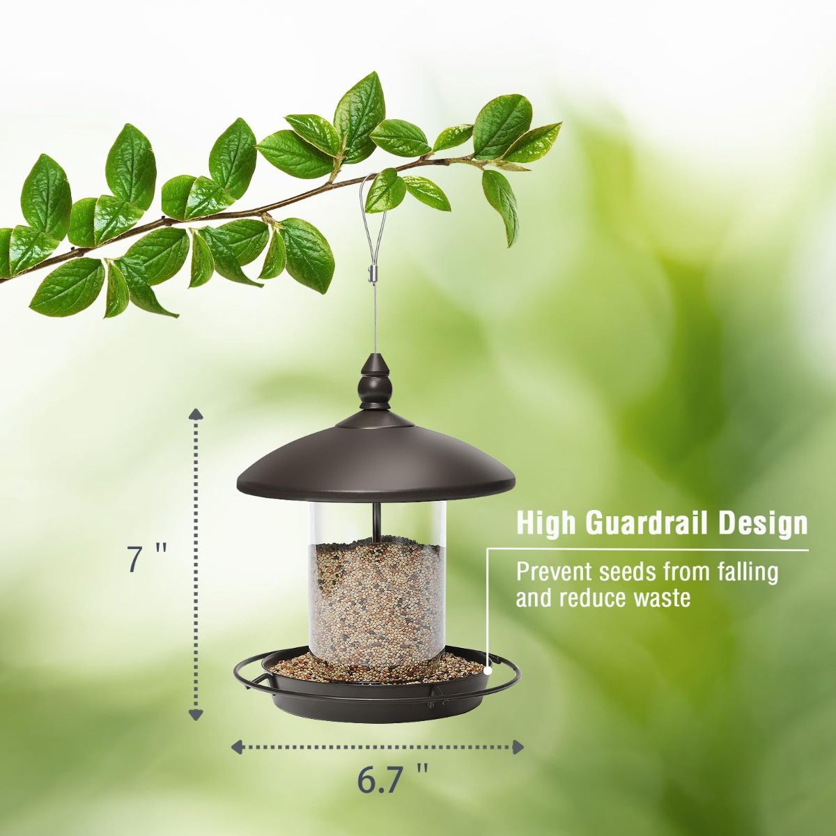 Metal Roof Bird Feeder - Chew Proof for Outdoor Hanging Wild Bird Seeds