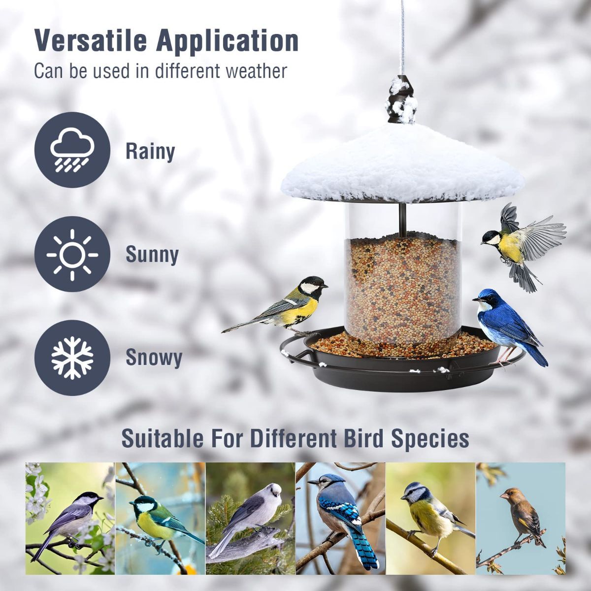 Metal Roof Bird Feeder - Chew Proof for Outdoor Hanging Wild Bird Seeds