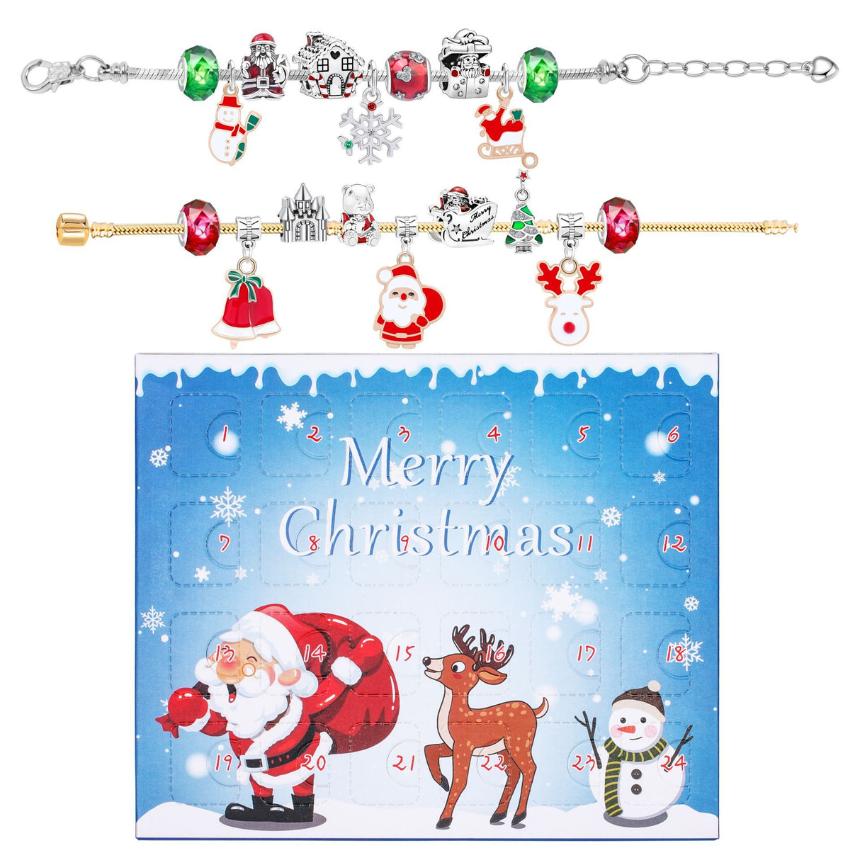 24-Day Christmas Advent Calendar DIY Bracelet Set, Festive Charm & Bead Kit for Aussie Xmas Gifting & Crafting