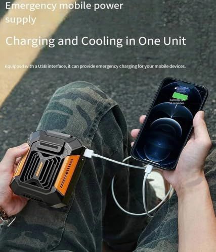 Portable Waist Fan, Portable Waist Fan, Rechargeable Hanging Neck Wearable Belt Shirt Body Outdoor Working Clip,Belt Fan - Green - Size 11.2*9cm